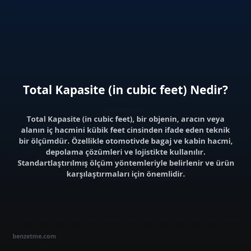Total Kapasite (in cubic feet) Nedir?