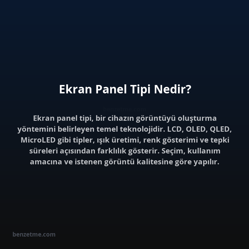Ekran Panel Tipi Nedir?