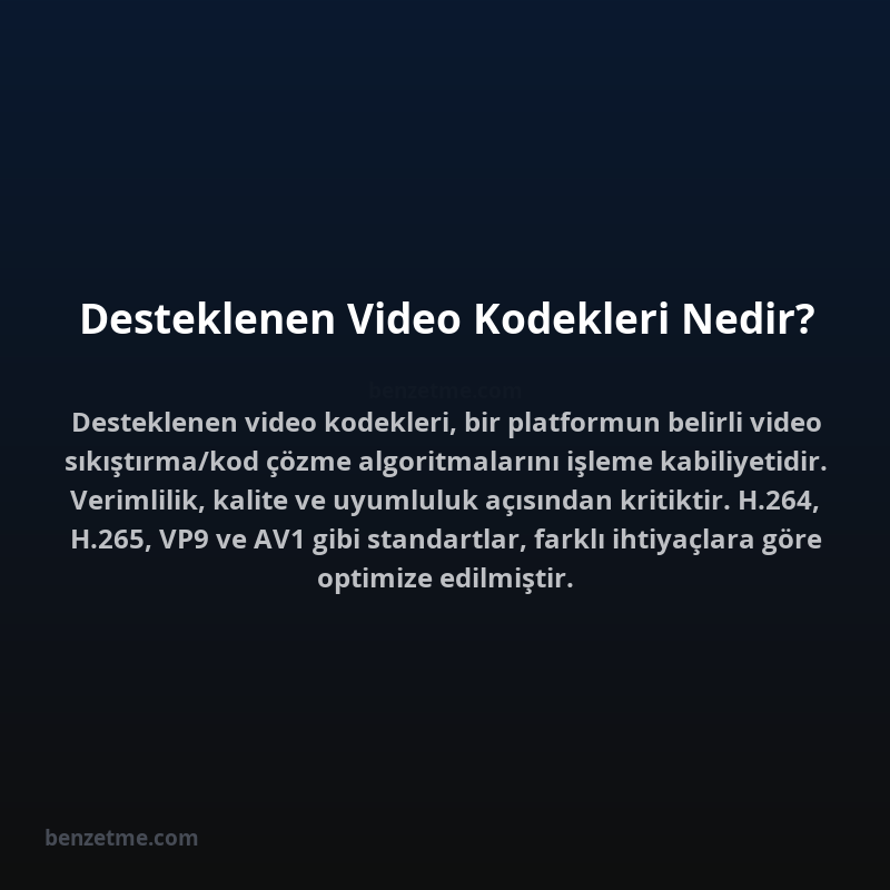 Desteklenen Video Kodekleri Nedir?