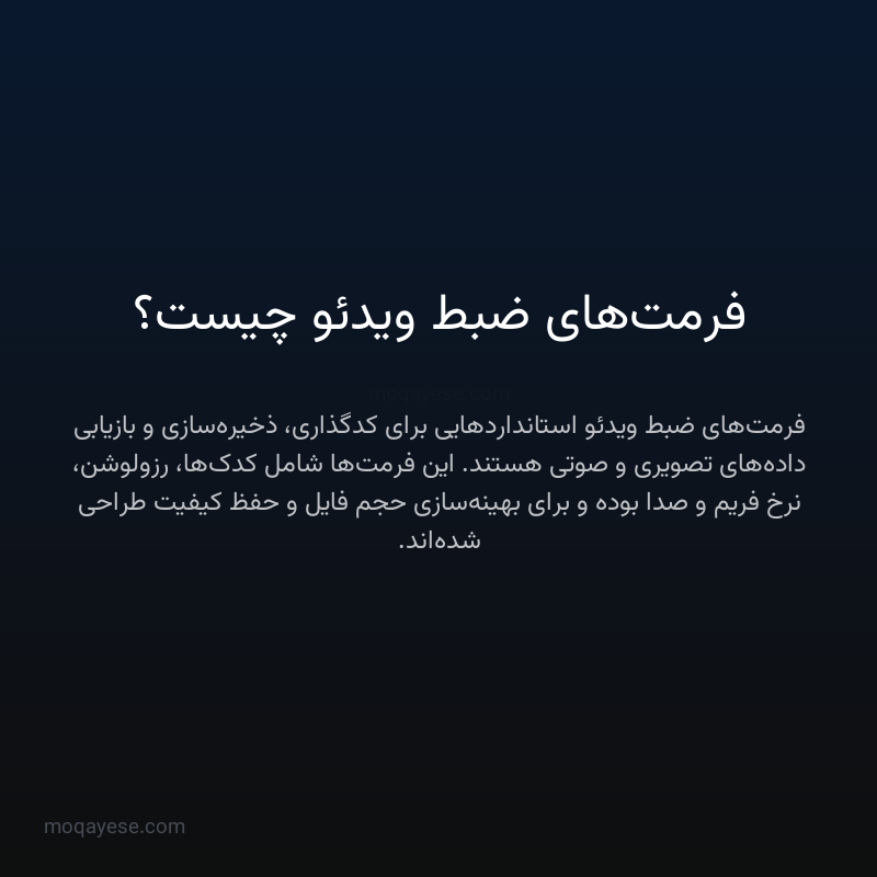 فرمت‌های ضبط ویدئو چیست؟