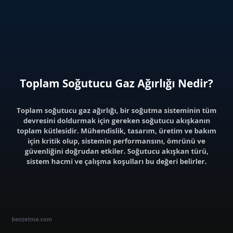 Toplam Soğutucu Gaz Ağırlığı Nedir?