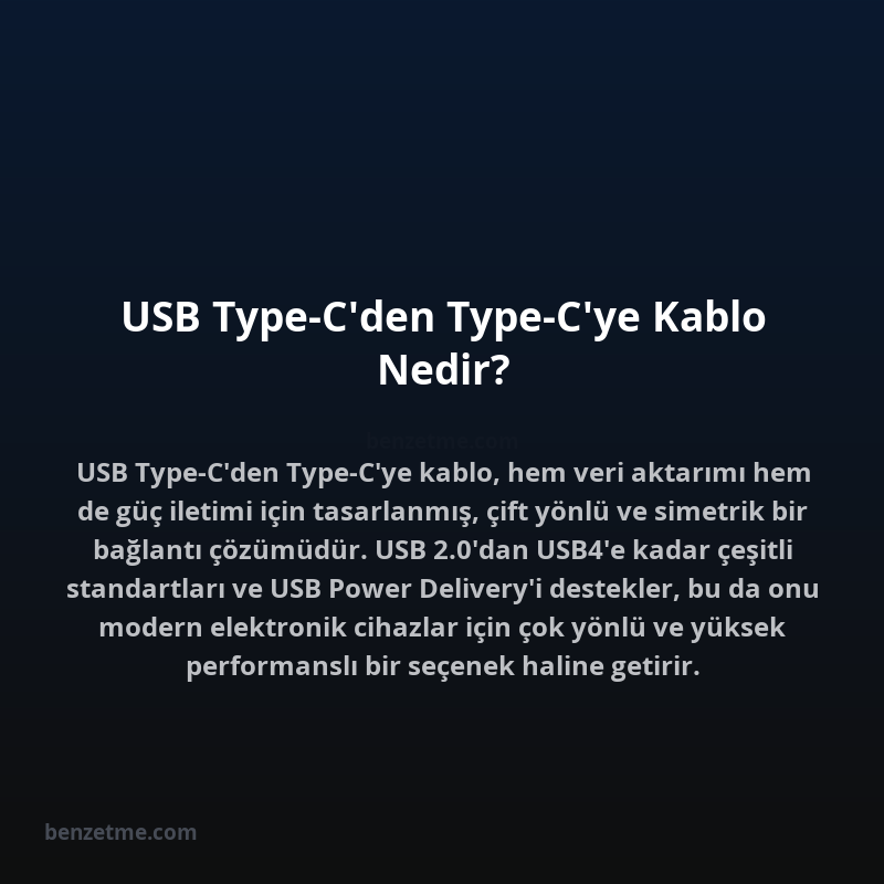 USB Type-C'den Type-C'ye Kablo Nedir?
