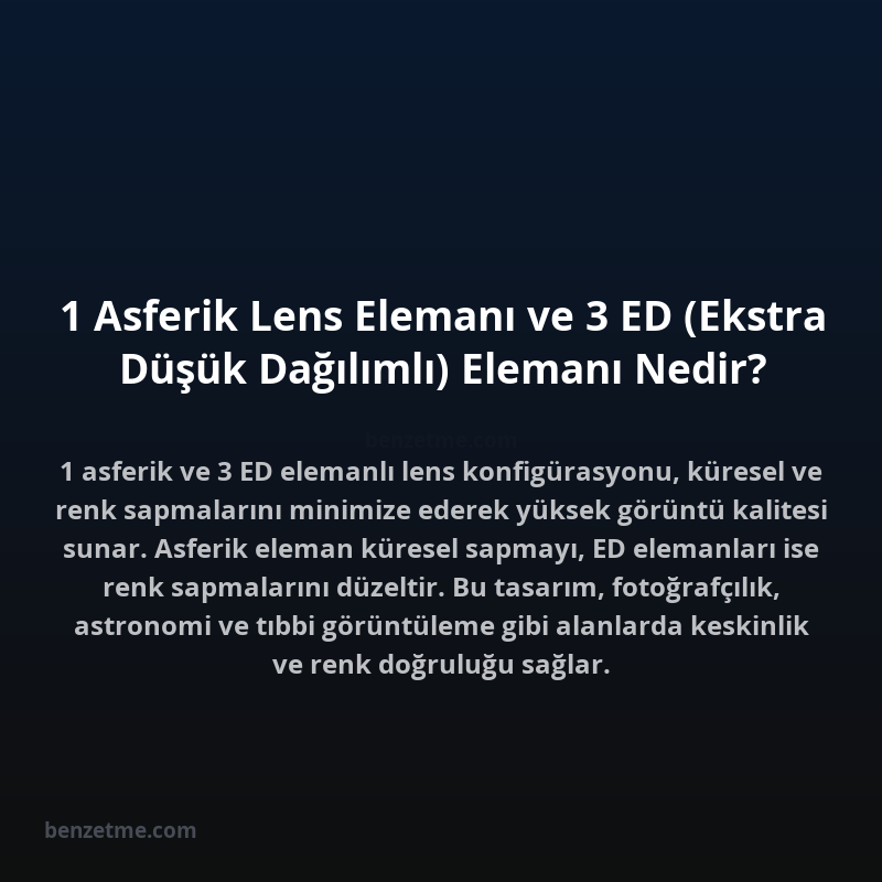 1 Asferik Lens Elemanı ve 3 ED (Ekstra Düşük Dağılımlı) Elemanı Nedir?