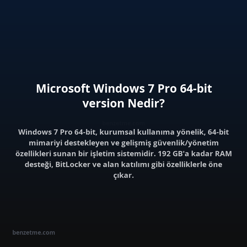 Microsoft Windows 7 Pro 64-bit version Nedir?