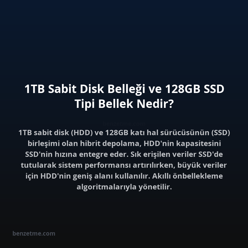 1TB Sabit Disk Belleği ve 128GB SSD Tipi Bellek Nedir?