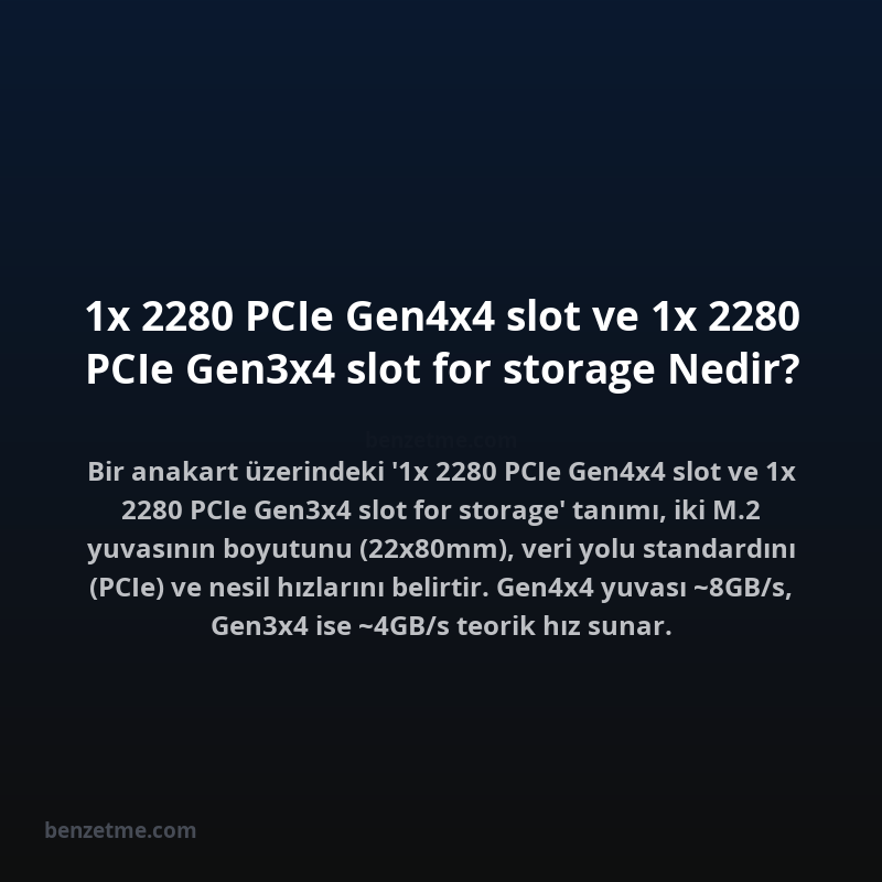 1x 2280 PCIe Gen4x4 slot ve 1x 2280 PCIe Gen3x4 slot for storage Nedir?