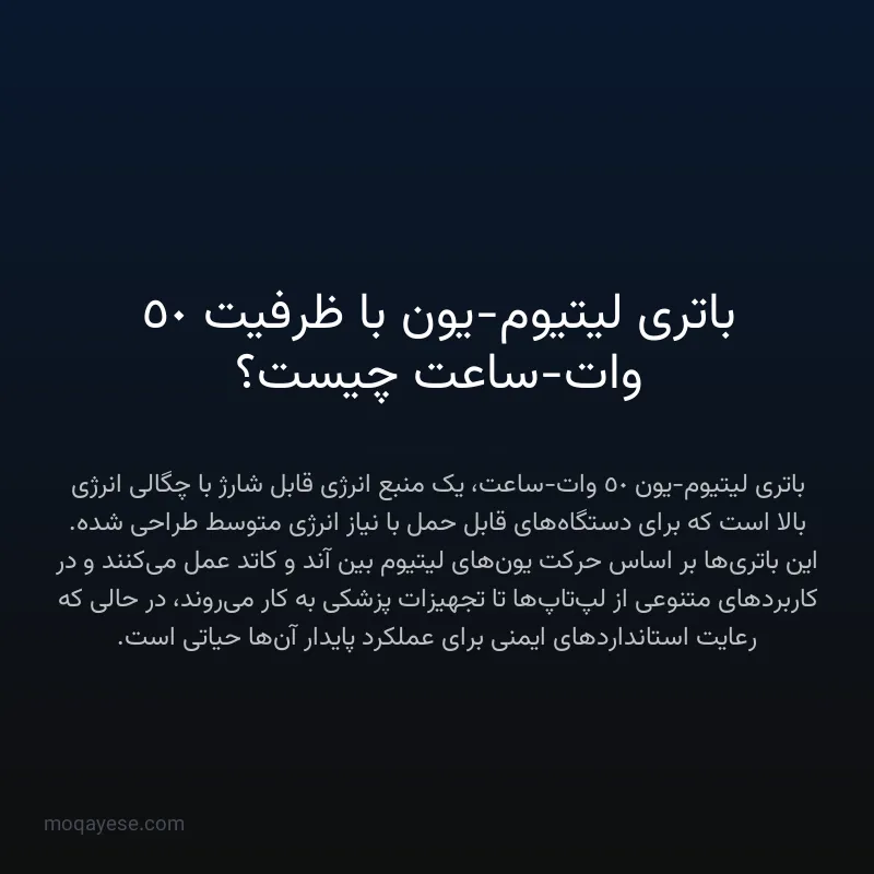 باتری لیتیوم-یون با ظرفیت 50 وات-ساعت چیست؟