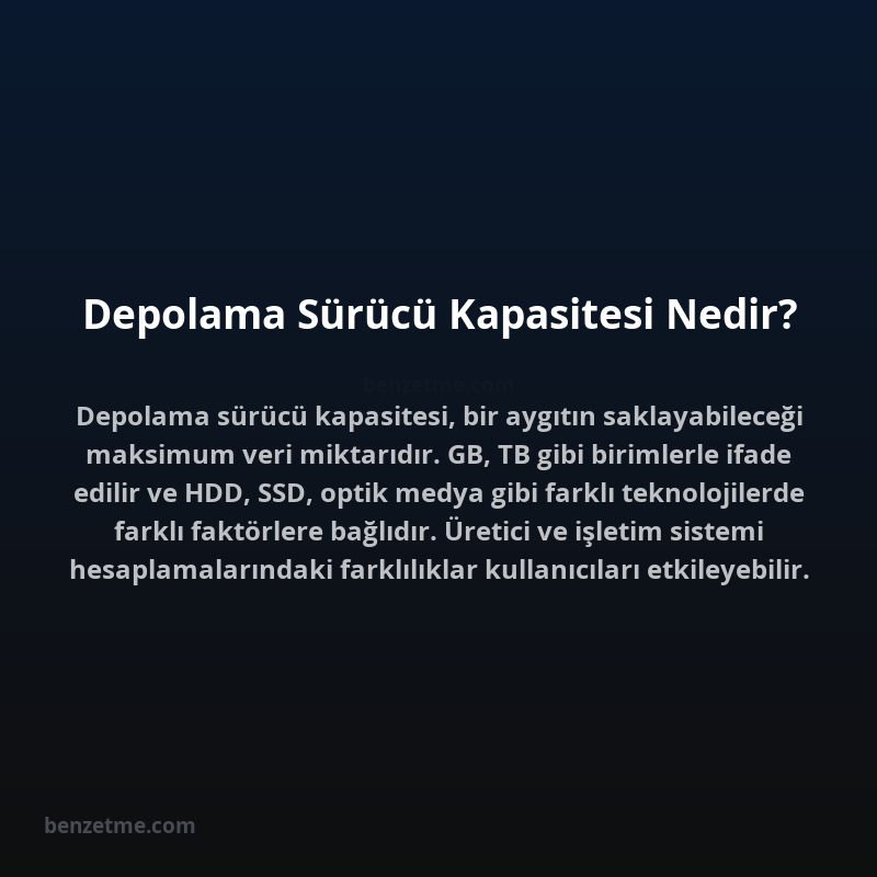 Depolama Sürücü Kapasitesi Nedir?