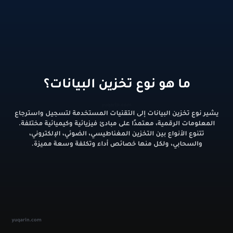 ما هو نوع تخزين البيانات؟