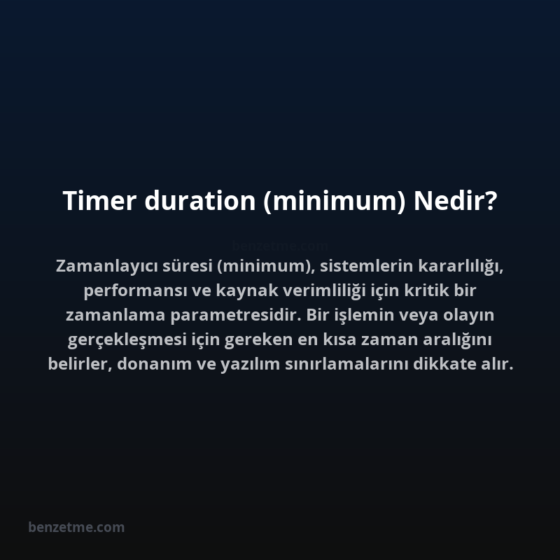 Timer duration (minimum) Nedir?